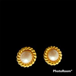 Golden Faux Pearl stud